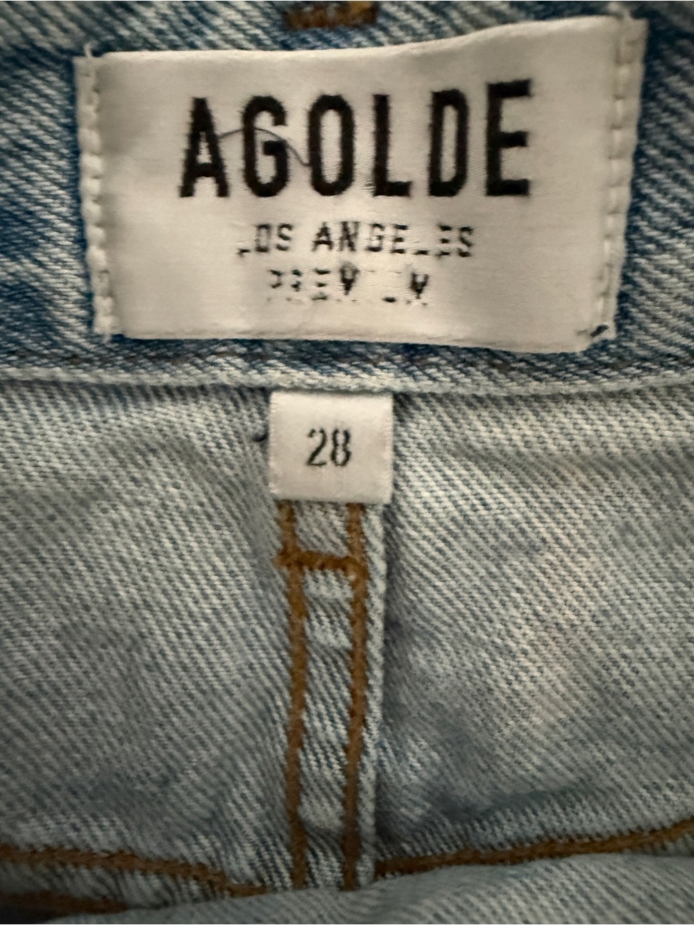 AGOLDE Criss Cross Asymmetrical Denim Mini Skirt Light Wash Distressed Size 28 - Picture 5 of 11